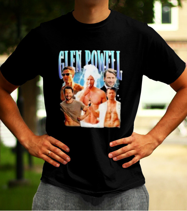 Glen Powell Kelsospade Multiphoto Collage T-Shirt
