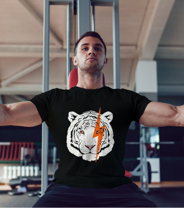 White Tiger Lightning Bolt Face T-Shirt