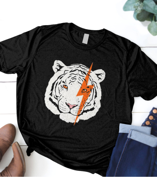White Tiger Lightning Bolt Face T-Shirt