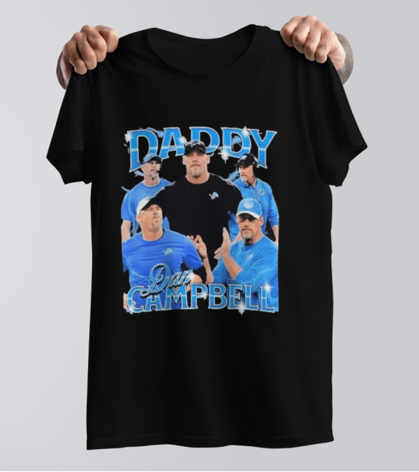 Daddy Dan Campbell Detroit Lions Football Coach Collage T-Shirt