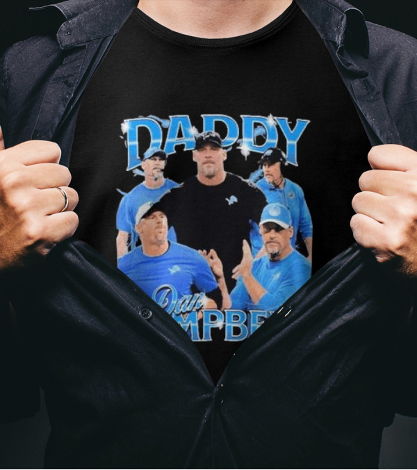 Daddy Dan Campbell Detroit Lions Football Coach Collage T-Shirt