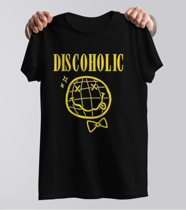 Discoholic Smiley Face With Bowtie And Stars T-Shirt