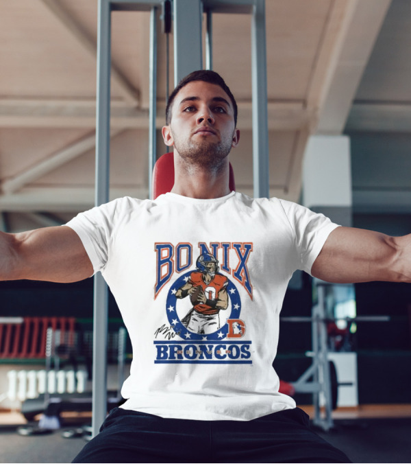 Bo Nix Broncos Stars Football Signature T-Shirt