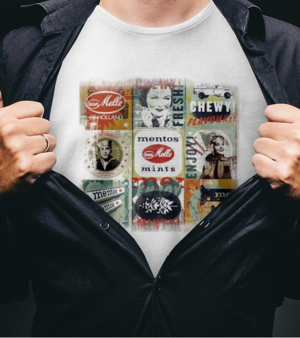 Van Melle Mentos Fresh Minty Chewy Flavours Collage Enjoy Holland Mints T-Shirt