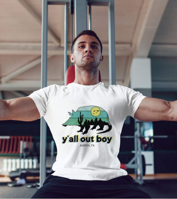 Y'All Out Boy Armadillo Sunset Skyline Cactus Austin Tx T-Shirt