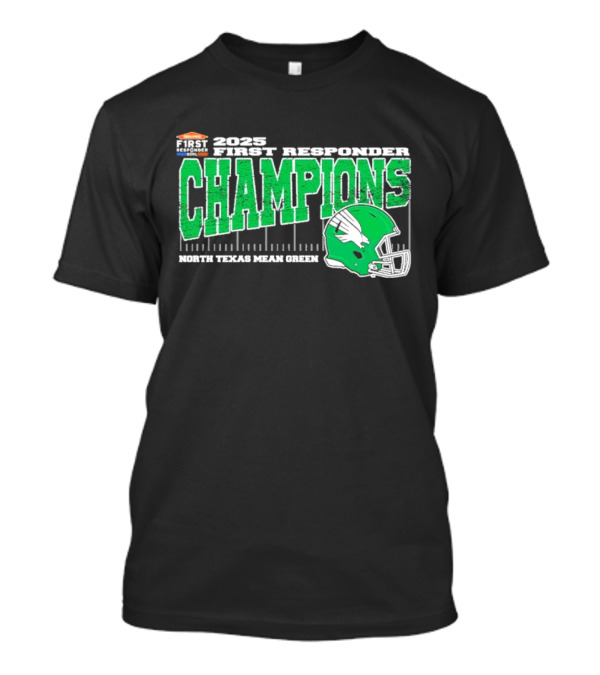 2025 North Texas Mean Green First Responder Bowl Champions Vintage Style Helmet College Football T-Shirt