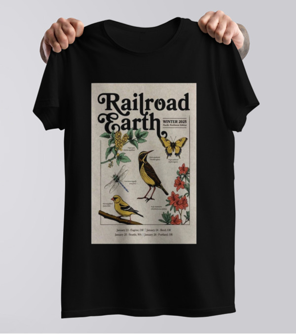 Railroad Earth Winter 2025 Pacific Northwest Edition January Tour Dates Eugene Bend Seattle Portland T-Shirt