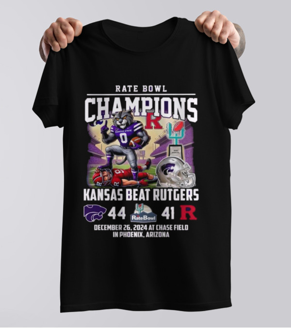 Rate Bowl Champions Kansas State Wildcats Beat Rutgers December 26, 2024 Chase Field Phoenix Arizona T-Shirt