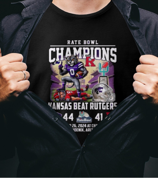 Rate Bowl Champions Kansas State Wildcats Beat Rutgers December 26, 2024 Chase Field Phoenix Arizona T-Shirt