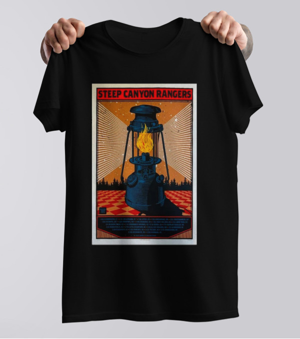 Steep Canyon Rangers Winter Tour 2025 Lantern And Forest Checkerboard T-Shirt