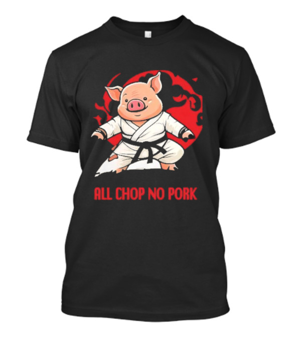 Wrestling Observer Figure Four Weekly All Chop No Pork Pig In Karate Gi With Red Circle Background T-Shirt