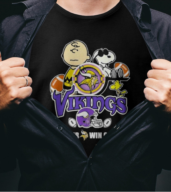 Charlie Brown Snoopy Woodstock Vikings Forever Win Or Lose Football T-Shirt
