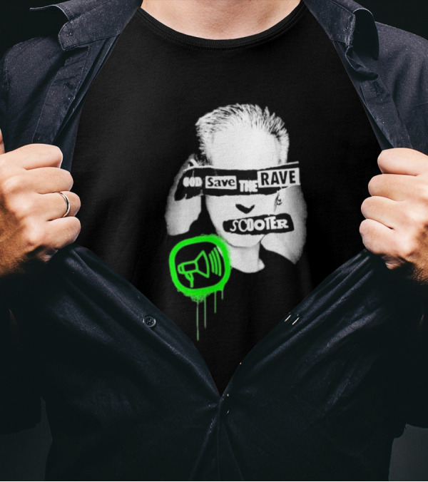 Scooter God Save The Rave Speaker Icon Bold Design T-Shirt