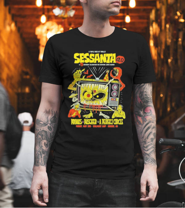 Sessanta 2.0 Event Primus Puscifer A Perfect Circle May 2 2025 Rogers AR Walmart AMP TV T-Shirt