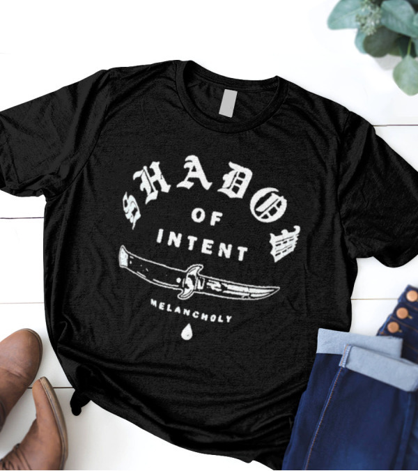 Shadow Of Intent Melancholy Knife Graphic With Tear Drop And Blade Design T-Shirt