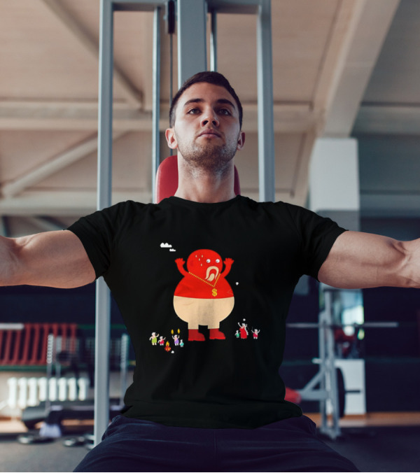 Simon Oxley Neanderfools Giant Red Character Dollar Necklace T-Shirt