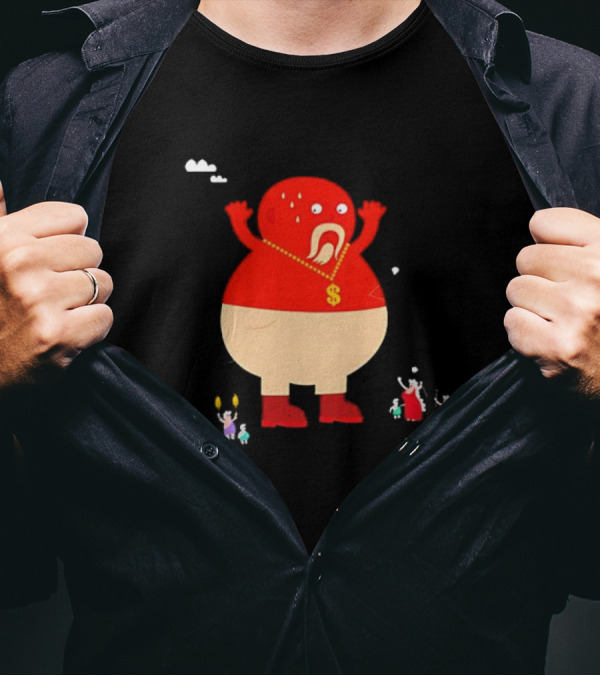 Simon Oxley Neanderfools Giant Red Character Dollar Necklace T-Shirt