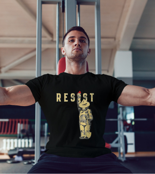 "Smokey Resist Firefighter Bear With Raised Fist And Shovel" T-Shirt