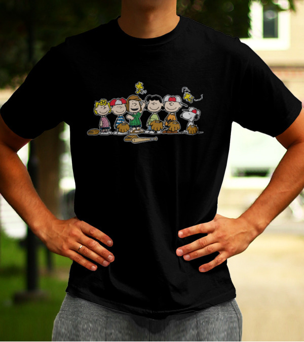 Peanuts Baseball Team With Snoopy And Woodstock T-Shirt