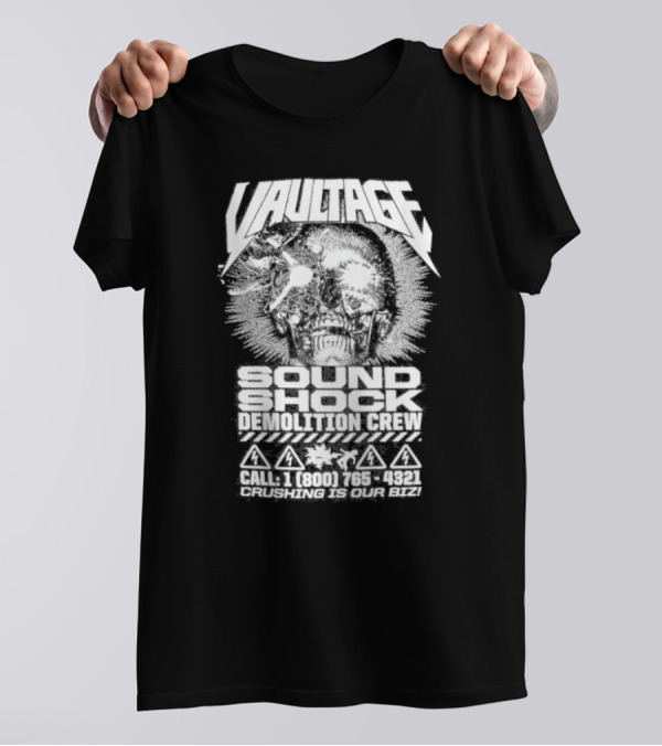 Vaultage Space Laces Sound Shock Demolition Crew Crushing Is Our Biz Skull T-Shirt