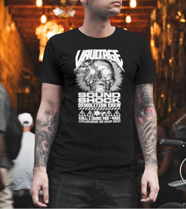 Vaultage Space Laces Sound Shock Demolition Crew Crushing Is Our Biz Skull T-Shirt