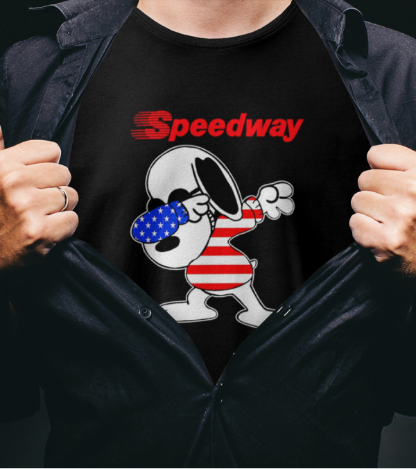 Speedway Snoopy Dabbing American Flag Outfit T-Shirt