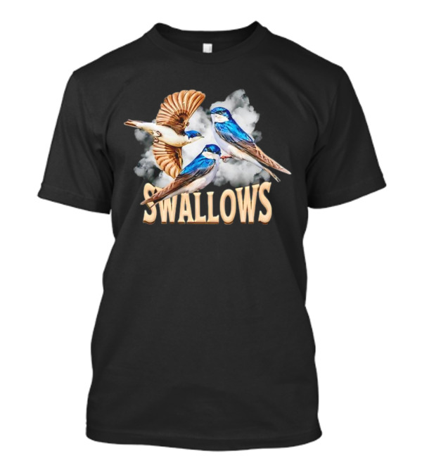 Swallows Blue Bird Trio With Clouds T-Shirt