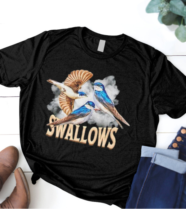 Swallows Blue Bird Trio With Clouds T-Shirt
