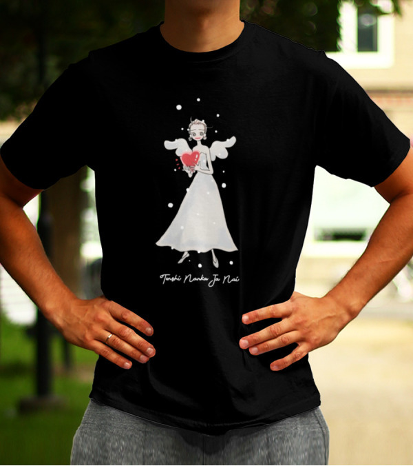 Tenshi Nanka Ja Nai Angel Illustration Holding Heart T-Shirt
