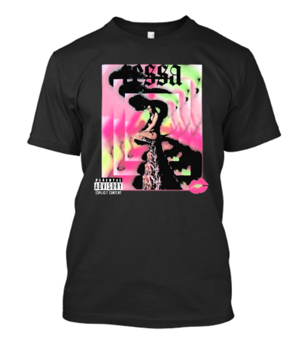 Tessa Mirror Kiss Parental Advisory Pink And Green Spiral T-Shirt
