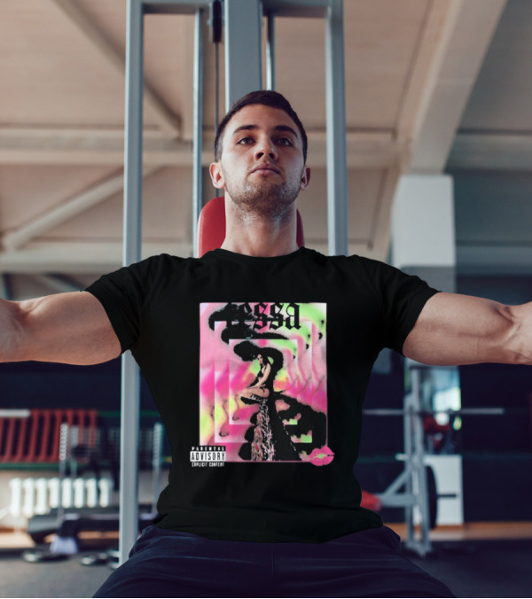 Tessa Mirror Kiss Parental Advisory Pink And Green Spiral T-Shirt