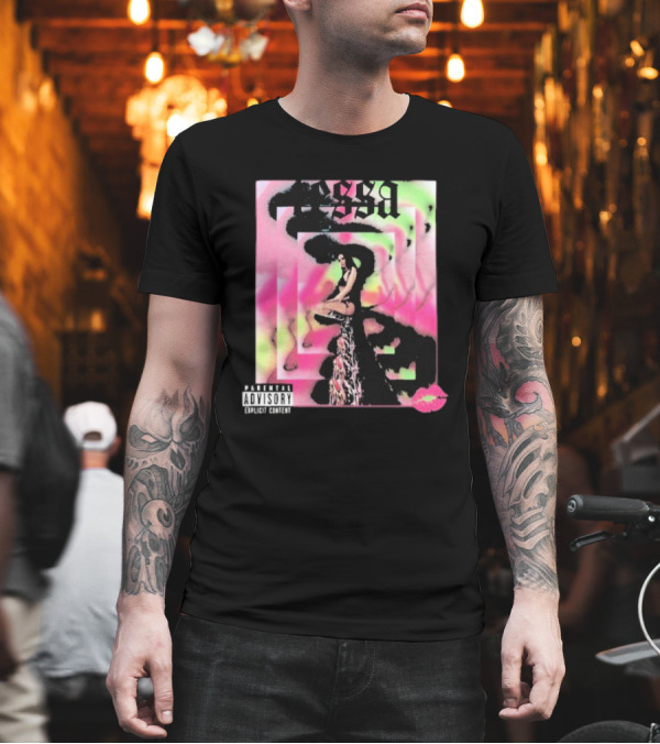 Tessa Mirror Kiss Parental Advisory Pink And Green Spiral T-Shirt