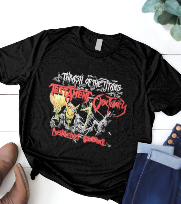 Testament Obituary Destruction Goatwhore Thrash Of The Titans European Tour 2025 T-Shirt
