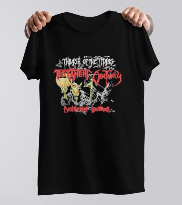 Testament Obituary Destruction Goatwhore Thrash Of The Titans European Tour 2025 T-Shirt