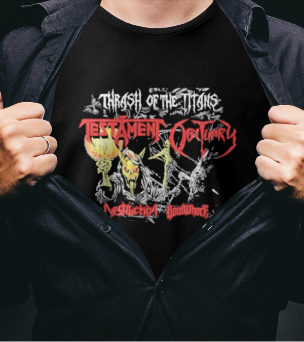 Testament Obituary Destruction Goatwhore Thrash Of The Titans European Tour 2025 T-Shirt