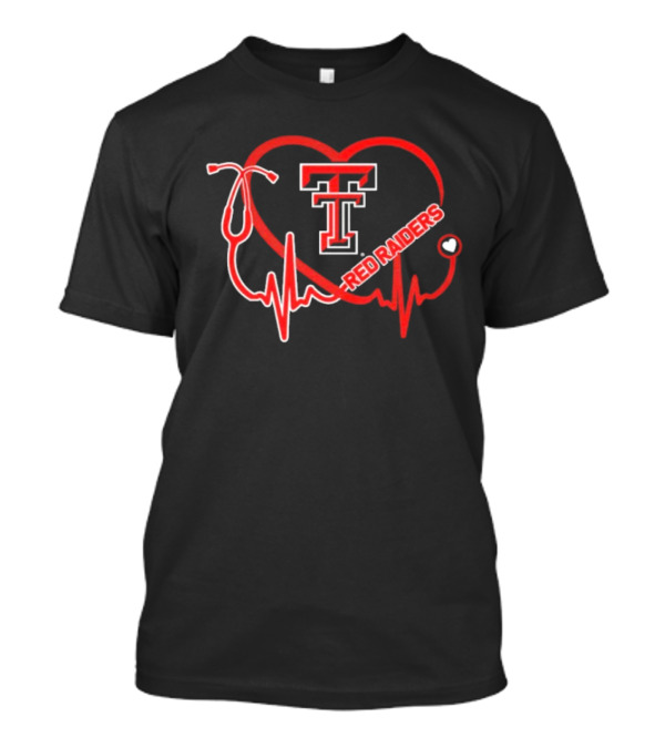 Texas Tech Red Raiders Heartbeat Nurse Stethoscope Icon T-Shirt