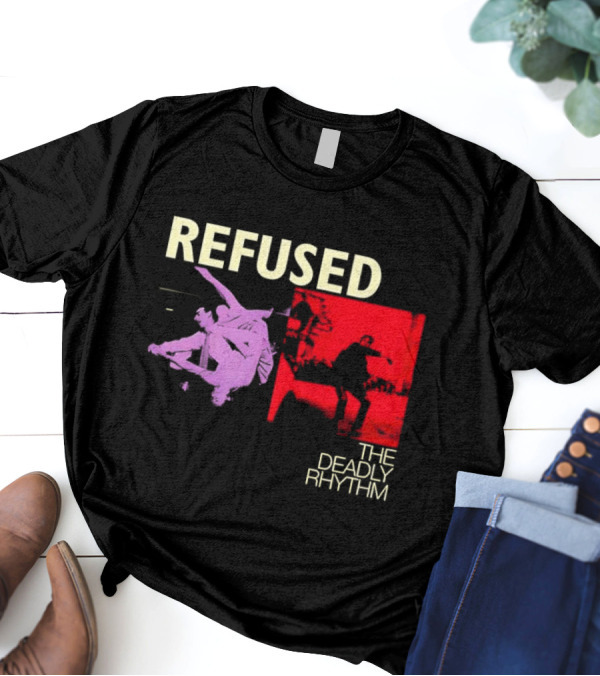 Refused The Deadly Rhythm Skater Red And Purple Imagery T-Shirt