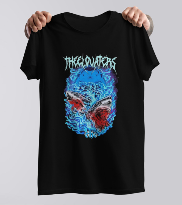 The Elovaters Beware Of Sharks Electric Blue Fierce Shark Trio T-Shirt