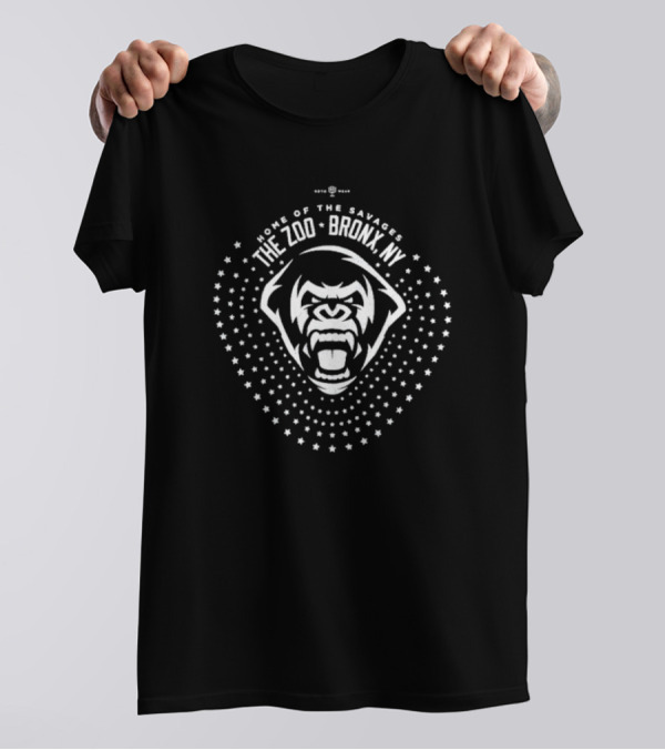 The Zoo Bronx NY Home Of The Savages Roaring Gorilla Star Pattern T-Shirt