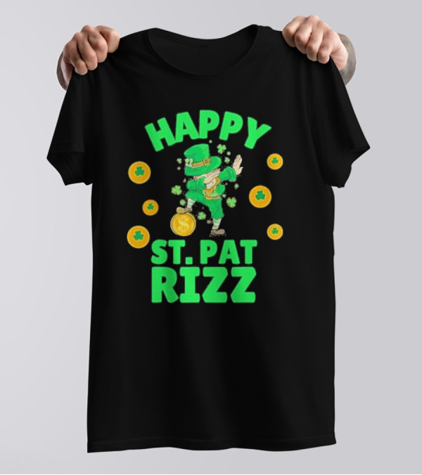 Happy St. Pat Rizz Leprechaun Coins And Shamrocks T-Shirt
