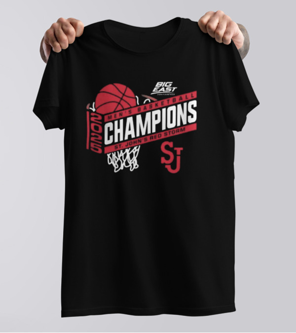 St. John’s Red Storm Big East 2025 Basketball Champions SJ Logo T-Shirt
