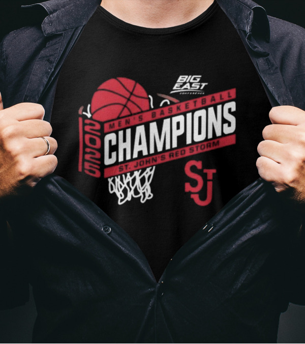 St. John’s Red Storm Big East 2025 Basketball Champions SJ Logo T-Shirt