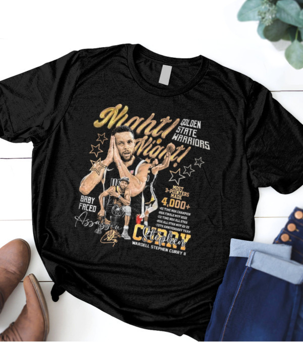 Night Night Baby Faced Stephen Curry Signature Golden State Warriors 3 Pointer Record T-Shirt