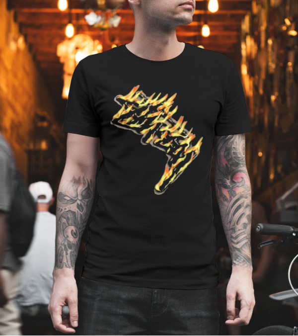 Stussy Burning Stock Flame Graphic Midnight T-Shirt