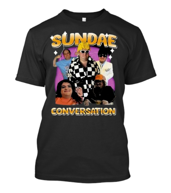 Sundae Conversation Glenny Balls Group Costume In Checkered And Colorful Attire T-Shirt