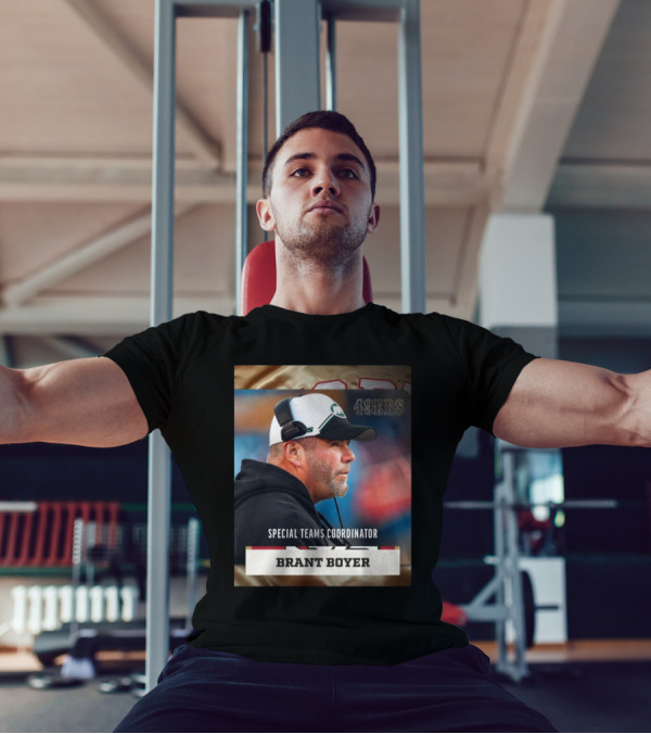 49ers Special Teams Coordinator Brant Boyer Image With Headset And Cap T-Shirt