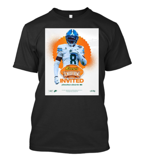 Reese's Senior Bowl Invited Johnathan Edwards Tulane University DB Roll Wave T-Shirt