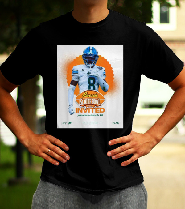 Reese's Senior Bowl Invited Johnathan Edwards Tulane University DB Roll Wave T-Shirt