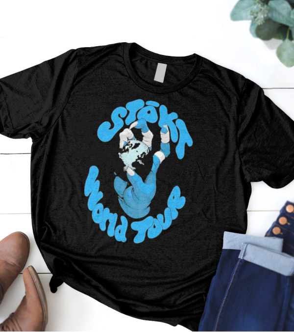 Stōkt World Tour Blue Water Hand Motif T-Shirt