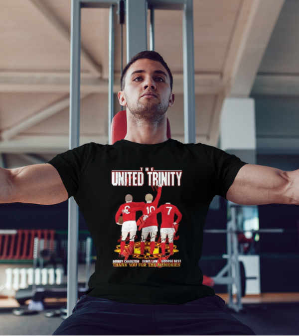 The United Trinity Bobby Charlton Denis Law George Best Thank You For The Memories T-Shirt
